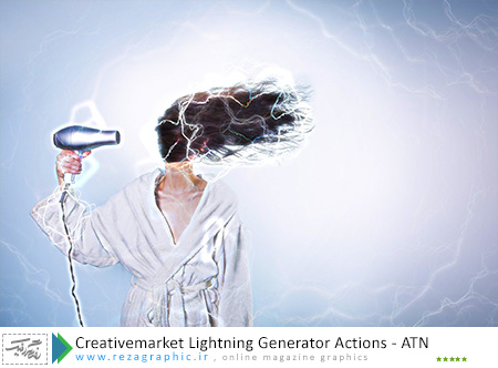 اکشن افکت رعدوبرق فتوشاپ -Creativemarket Lightning Generator Actions | رضاگرافیک 
